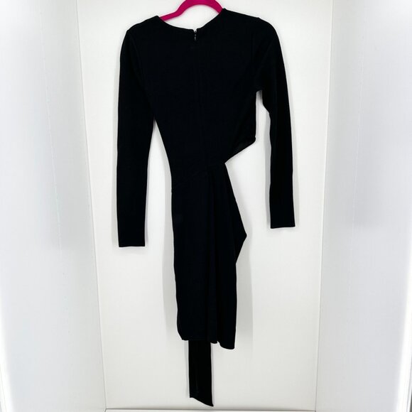 NBD Dress Womens Small Black Cut Out Solid Long Sleeve Asymmetrical Mini - Picture 3 of 11
